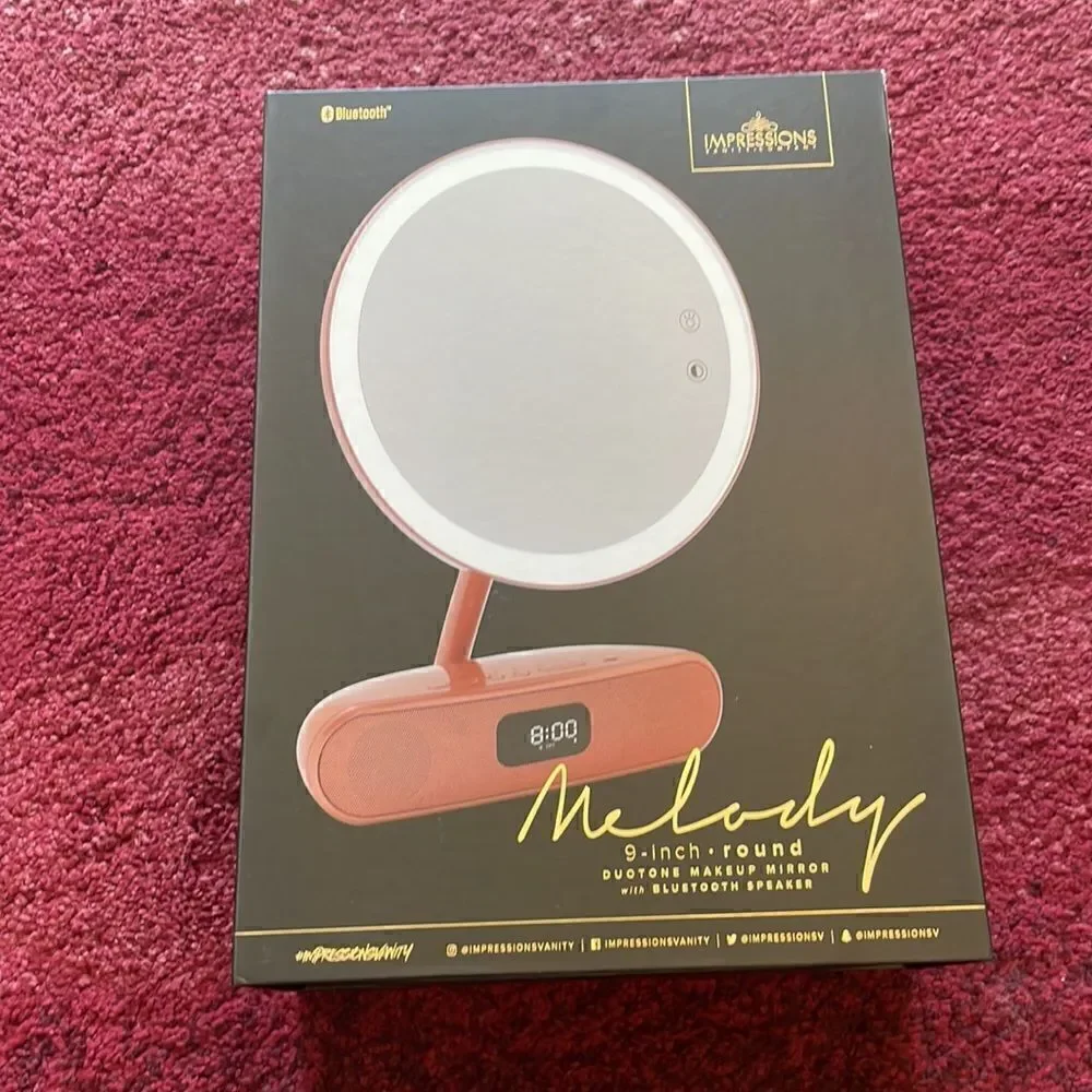 Impressions Vanity Melody 9 inch Round Duotone Makeup Mirror with Bluetooth - Picture 7 of 8